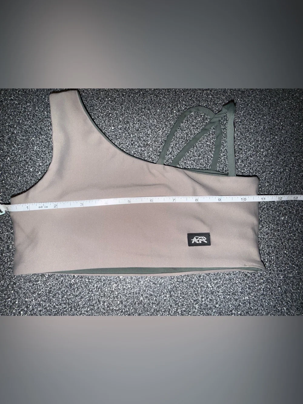 Tiger Friday Tan/Olive‎ Green Dance Bra, Reversible Size Child Medium